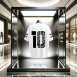 Back View of Lieonel Messi Ballon D'or of FC Barcelona Cotton White Oversized Printed Tshirt with number 10