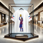 Front View of Lionel Messi Ballon D'or of FC Barcelona Cotton White Oversized Printed Tshirt