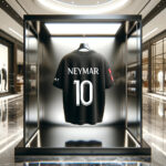 Back View of Neymar PSG Cotton Black Oversized Printed Tshirt With GOAT tag