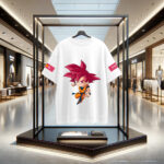 Front View of Goku Red God Super Saiyan on Cotton White Oversized Printed Tshirt