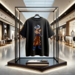 Front of Goku with Dragon Ball in Ultra Instinct Form Black Cotton Oversized Tshirt